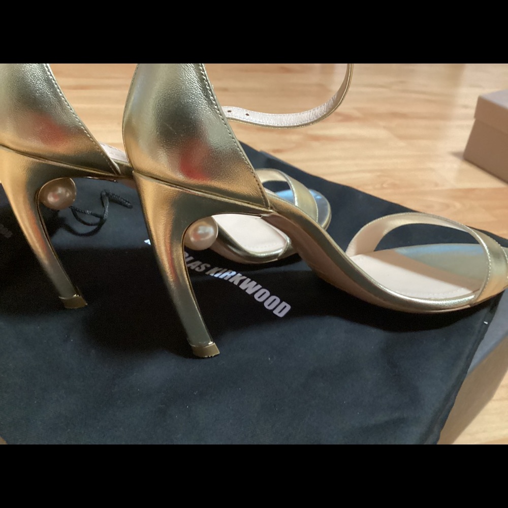 NICHOLAS KIRKWOOD Metallic Nappa 90mm Mira Pearl Sandals - Picture 6 of 12